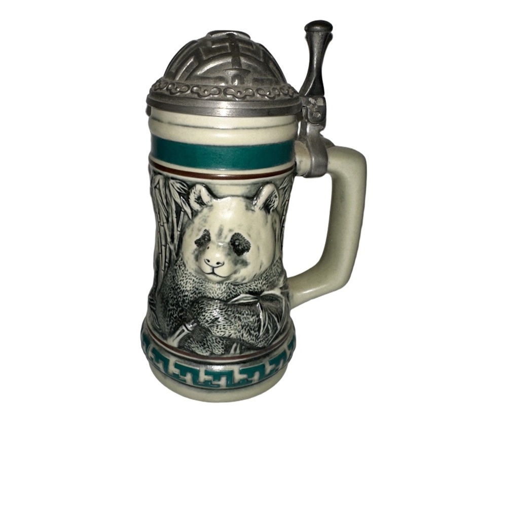 Avon Endangered Species Giant Panda Ceramic Stein with Silver Lid